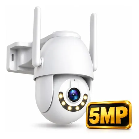 Câmera de Segurança IP Wi-Fi 5MP PTZ 360° com Visão Noturna Colorida, Áudio Bidirecional, IP66 à Prova d'Água e Monitoramento Remoto pelo Celular-Jooan