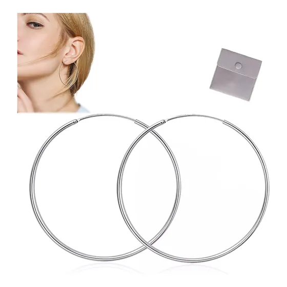 Aretes Arracada Redonda De Plata 925 +bolsa De Tela