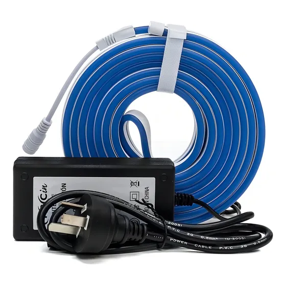 Cinta Tira Led Neon Con Fuente Apta Exterior Rollo 5mts Ip65 Color De La Luz Azul