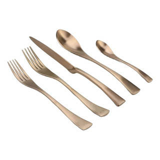 Conjunto De Louças De Aço Inoxidável Dourado Rosa Fosco Com Conjunto De Louças De Aço Inoxidável Dourado Rosa Fosco Com