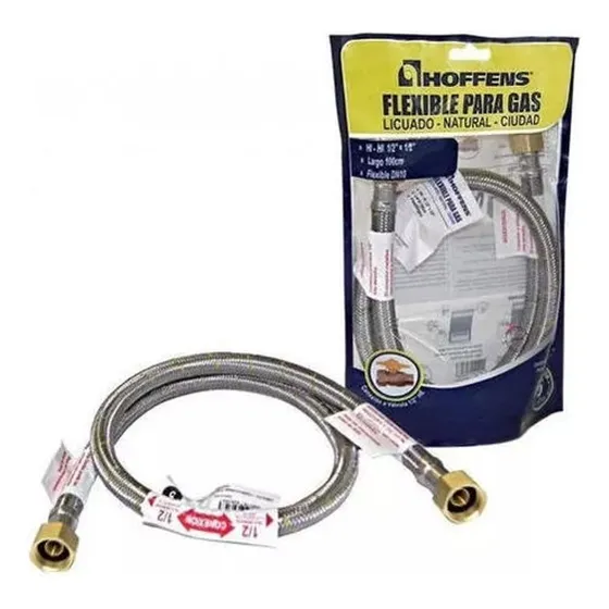 Flexible Gas Certificado 100 Cm 1mt Hi Hi 1/2 X 1/2 Hoffens