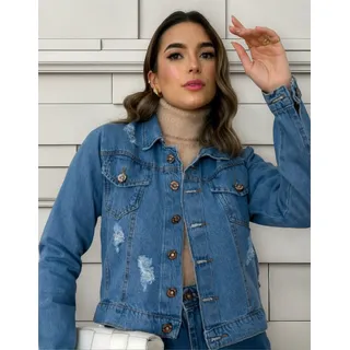 Jaqueta Feminina Botao Prateado Barra Larga TendĂȘncia E Moda Jaqueta Feminina Botao Prateado Barra Larga TendĂȘncia E Moda