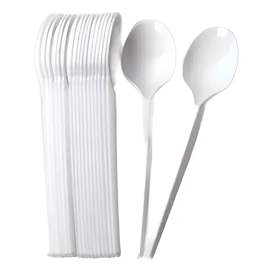 Cuchara Postre Plastico Blanco Descartable X 100 Uni. 
