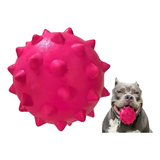 Brinquedo Para Cães Bola Grande Maciça Extra Forte 70mm Cor Rosa