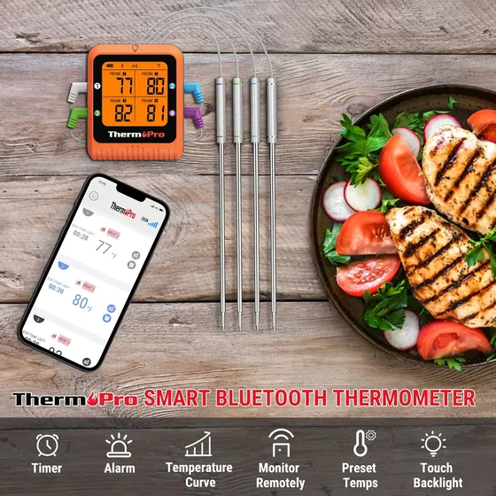 Termómetro Inalámbrico Sonda Dual Para Bbq Carnes Parrillas 