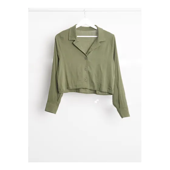 Camisa Nano Crop Lino Fuego #3424