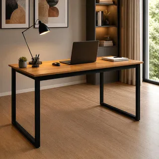 Escrivaninha Para Escritório 105cm Design Industrial Útil Mel/preto
