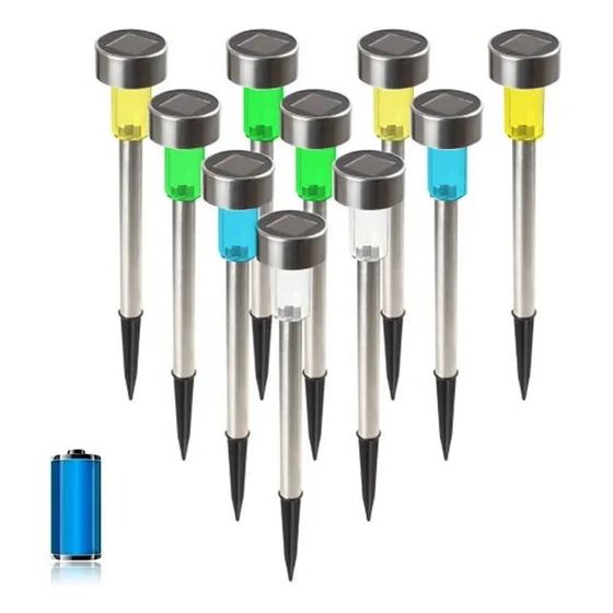 Kit 12 Inox Luminária Luz Solar Led Lampada Espeto Jardim