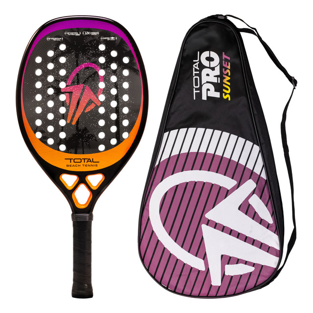 Raquete Beach Tennis Carbono 12k Total Pro Sunset 2025 + Capa Raquete Beach Tennis Carbono 12k Total Pro Sunset 2025 + Capa