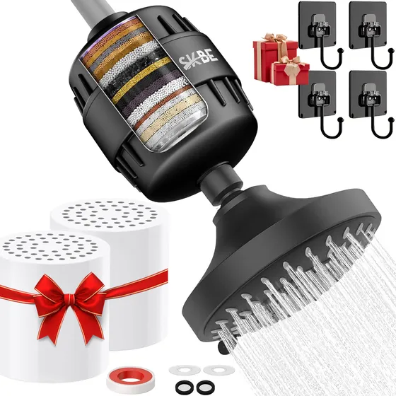 Skbe Cabezal De Ducha Ajustable Con Actualizado Filtro Regadera Para Baño 5 Modos Alta Presión Ducha Con 2 Filtro Color Negro