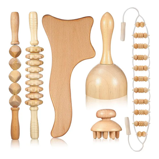 Kit 6 Piezas Maderoterapia Reafirmar Masaje Corporal Madera
