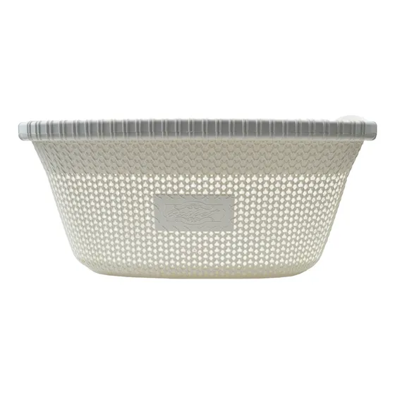 Cesto Organizador Canasto Con Asas Ropa Simil Ratan 40 Lts Color Blanco