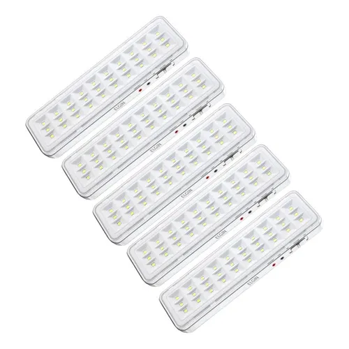 Kit 5 Luminárias Emergência 100 Lumens Branco Frio 6500k 6