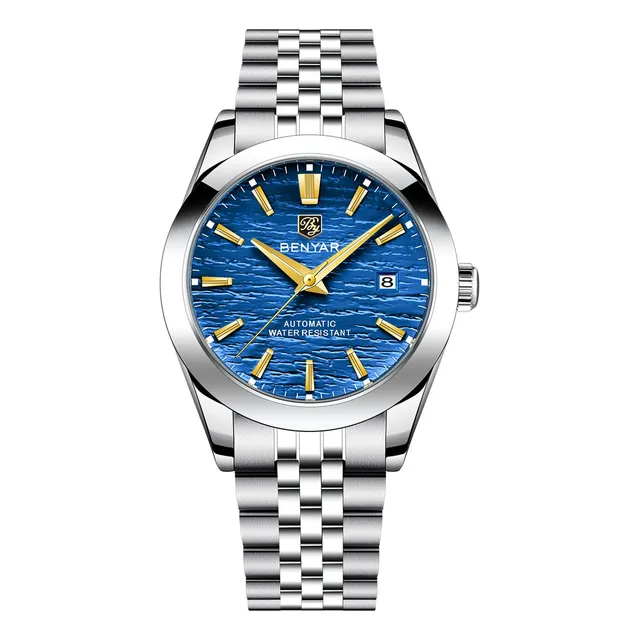 Reloj Automático Benyar De Acero Inoxidable Con Fecha De 40 