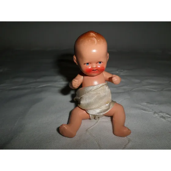 Antiguo Muñeca Bebe Aleman Miniatura De Pasta Yeso Leer Desc