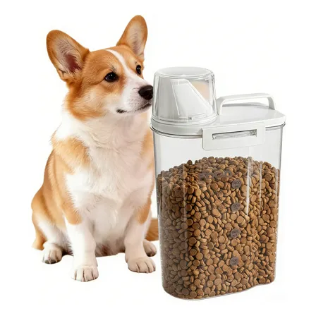 Porta Ração 2.5l Com Tampa Dispenser Pet Gato Cachorro Transparente