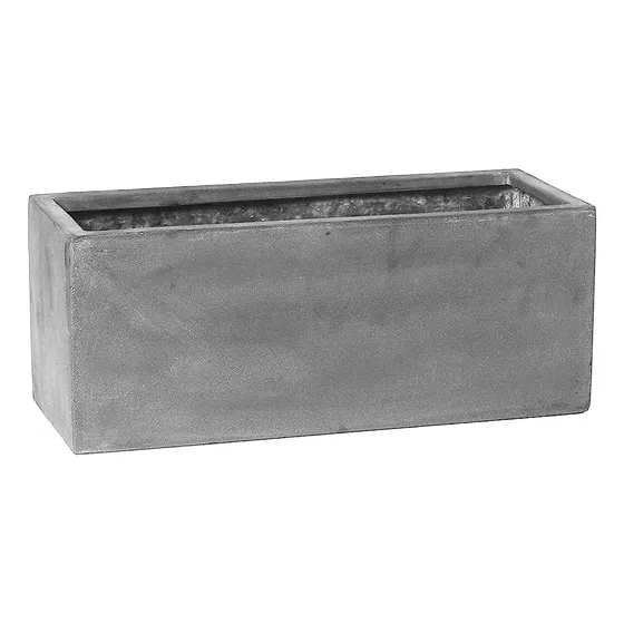 ~? Caja Rectangular Gris De Fibra De Vidrio - Maceta De Balc