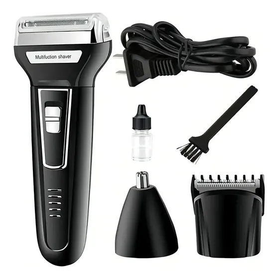 Máquina de aparar Barba E Pelos Barbeador 3 Em 1 Recarregável Bivolt Km6558 Preto