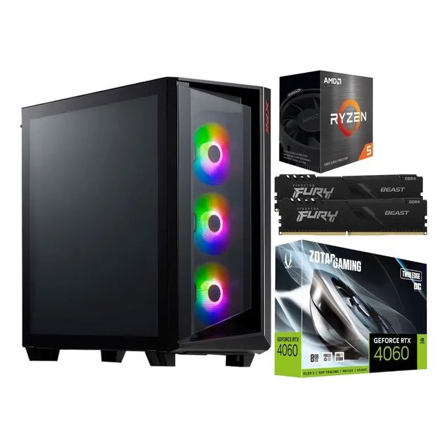 Pc Gamer Ryzen 5 5600x Rtx 4060 Ram 16gb Ddr4 1 Tb Ssd 80+