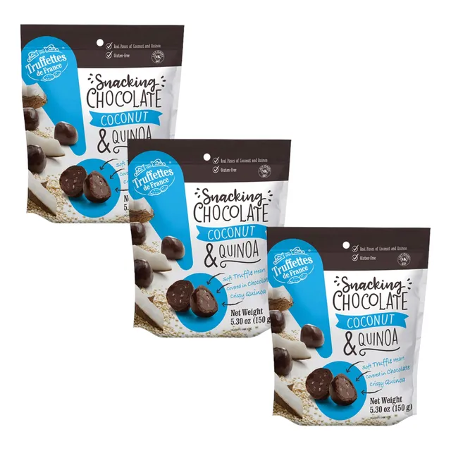 3 Pack Trufas De Chocolate Con Quinoa Y Coco Gluten Free