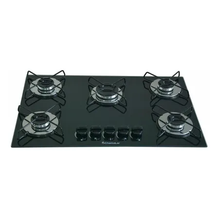 Fogão Cooktop Gás 5 Bocas Ultra Chama 127v/220v Preto 127/220v