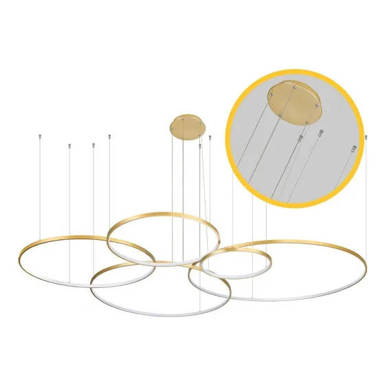 Lustre Pendente Sanlucca S4178 Anéis Led 5 Arco Pe Direito Duplo 127v/220v