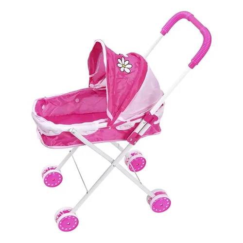 Cochecito De Muñecas Bayer Design Trendy – Morado Y Rosa, Para Muñecas De Hasta 46 Cm, Con Manillar Regulable Y Cesto