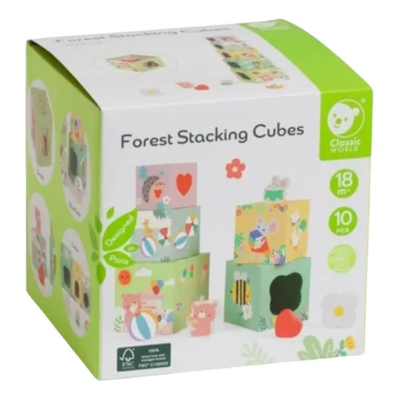 Cubos Apilables Didácticos Formas Animales Números Color Verde Claro
