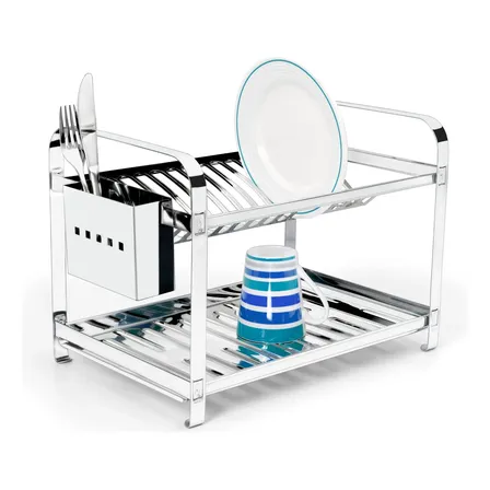 Escorredor De Louca Inox 16 Pratos Talher Inox Mak Inox Cinza