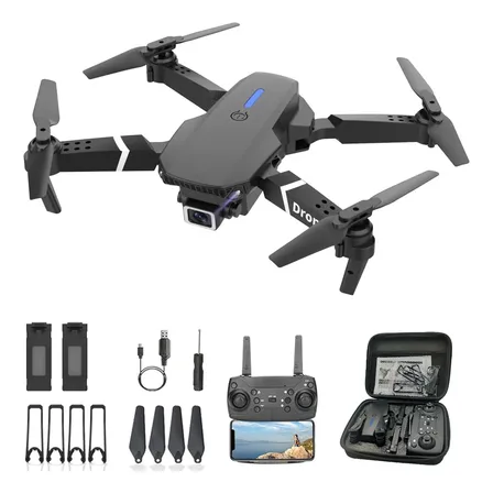 Mini Drone E88 Pro Com Câmera Hd 4k Controle Remoto Bolsa Preto