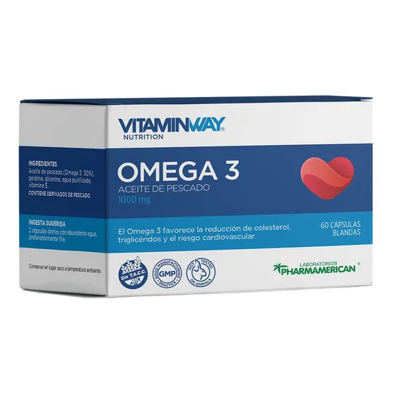 Omega 3 Aceite De Pescado Vitamin Way X 60 Cápsulas Sabor Neutro