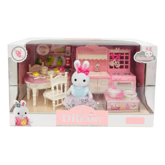 Playset Conejos Con Muebles De Hogar Y Accesorios