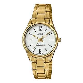 Reloj Casio De Dama Modelo Ltp-v005 Metal Dorado Cara Blanca Reloj Casio De Dama Modelo Ltp-v005 Metal Dorado Cara Blanca
