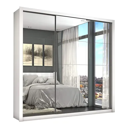 Guarda-Roupa Casal Branco 3 Portas Correr 12 Espelhos Espresso Móveis