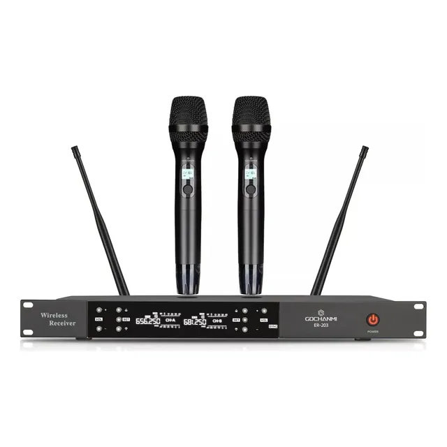 Microfonos Gc Er203s Inalambrico Sistema Mano 2 Canales Uhf
