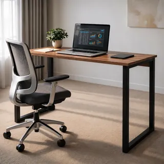 Mesa Escrivaninha Office Industrial 100x50cm Mdf Premium Aço Amadeirado