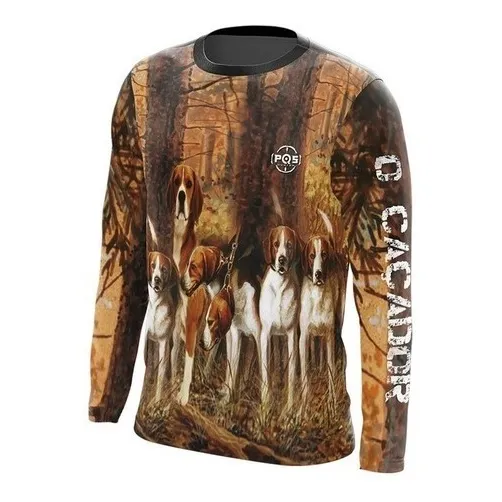 Camiseta Caçador M/ L Camuflada Atirador Ref 10 Uv50+