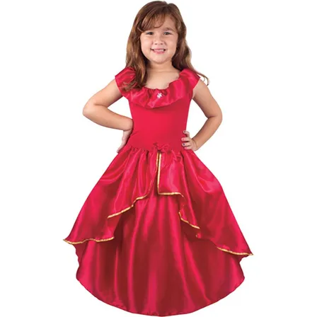 Vestido Infantil Festa Fantasia Tema Princesa Tiana Vermelho