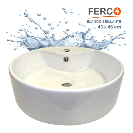 Lavamanos Moderno Circular Para Sobreponer 46x46cm Ferco