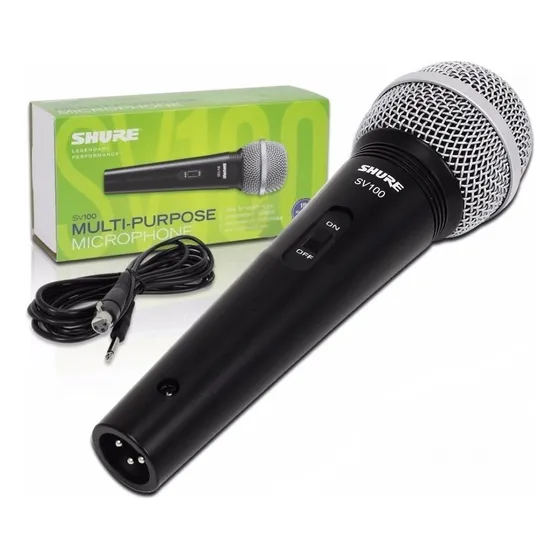 Microfone Vocal Shure Sv100 Multi-purpose Dinâmico Com Fio