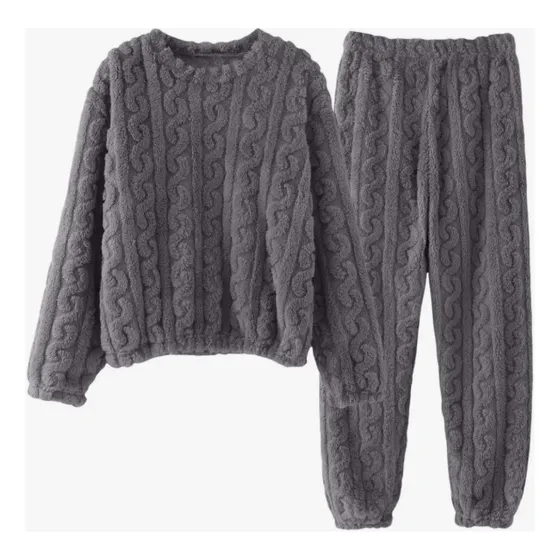 Pijama Trenzada Conjunto Plush Lana Mujer Invierno