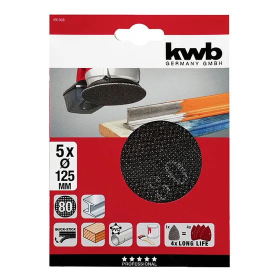 Set X5 Lijas Rejilla Abrasivas 125 Mm Amoladora Lijadora Kwb Cantidad De Granos 80