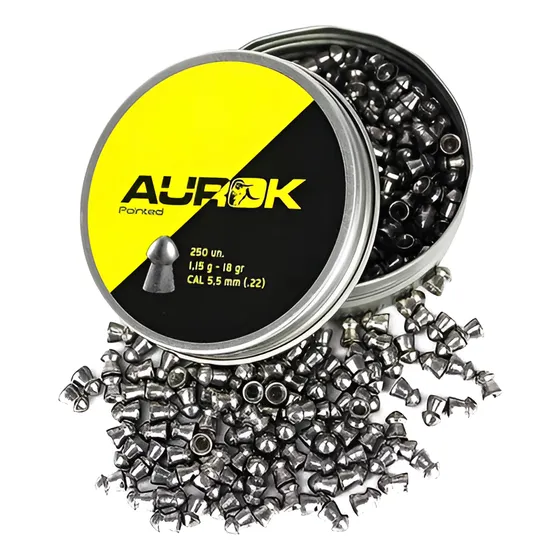 Chumbinho Aurok Pointed 5.5mm (.22) 18gr Cx 250 Unids