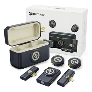 Microfone Lapela Duplo Hollyland Lark M2 Combo Usb C Câmera Preto