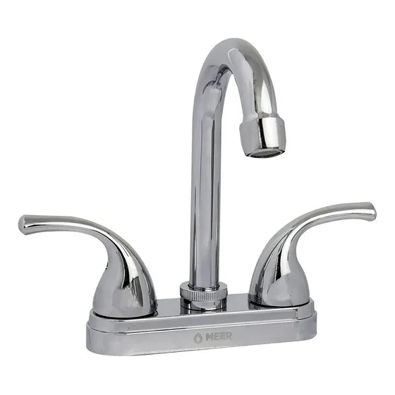 Mezcladora Para Lavabo De 1/4 De Vuelta Acero Inox Meer Abs Color Plateado