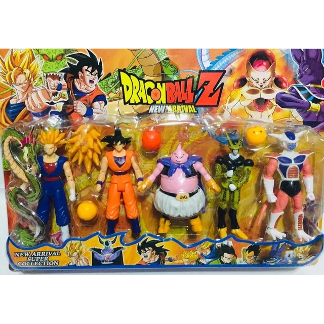Cartela C/5 Bonecos Dragon Ball Z Goku Majin Boo Freeza Cell