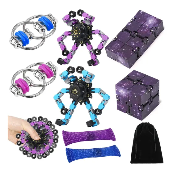8 Pcs Fidget Cubo Juguetes Pack Flippy Cadena Fidget Spin...