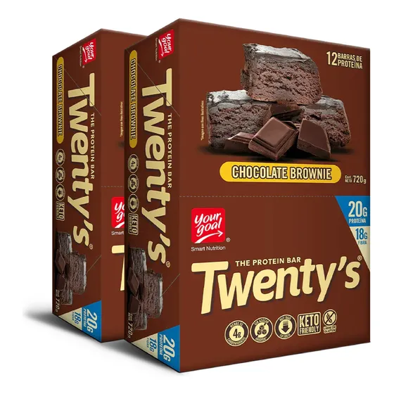 Suplemento Barra Proteína Twenty's Choco Brownie - Pack X2