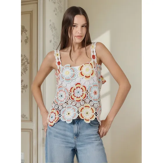 Blusa Greta Premium Crochet Arizona Gu1463 Crema