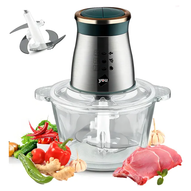 Procesador De Alimentos Con 4 Cuchillas 2 Vel Picador 2l You Color Plata / Verde Marino